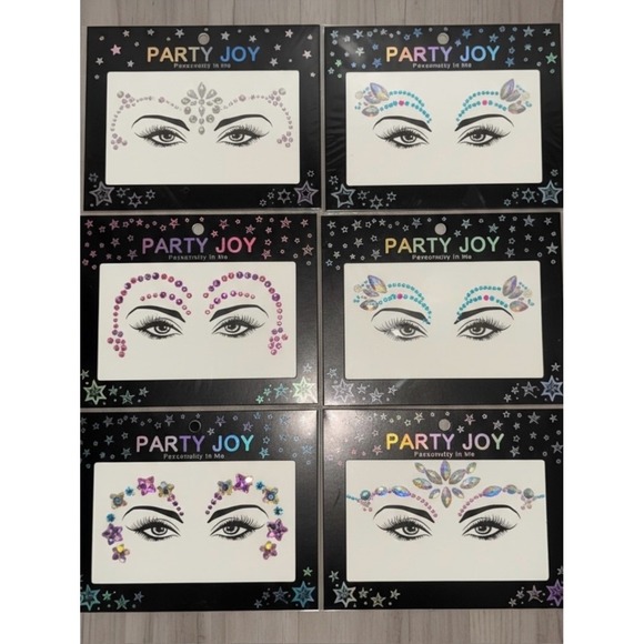 Party Joy Other - Party Joy 6 Pack Face Jewels Rhinestone Festival Body Gems Rave Stickers New